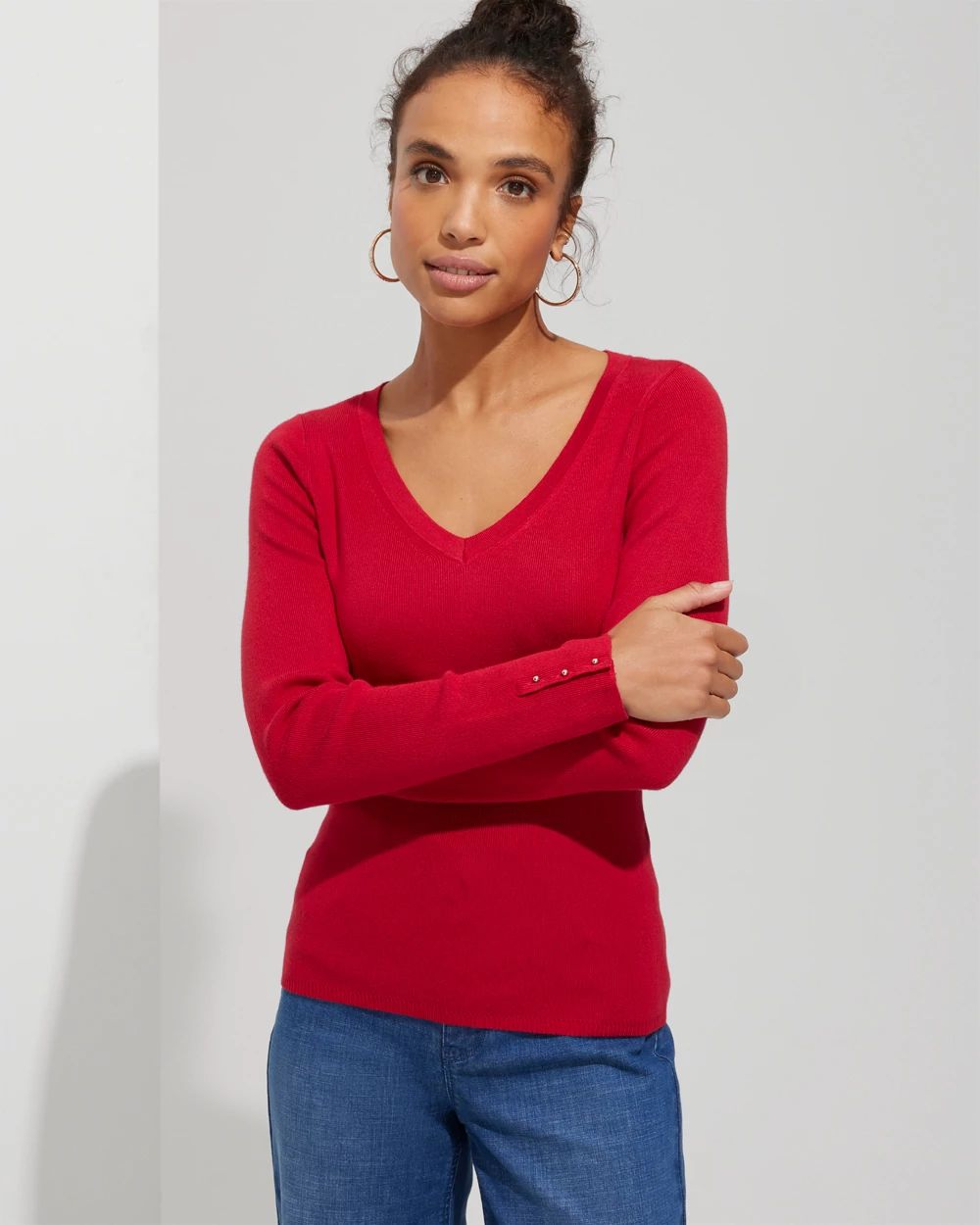 Outlet WHBM V Neck Pullover Sweater White House Black Market